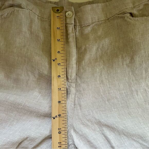 Chicos Linen Pants Beige Elastic Pockets Size 10 Coastal Classic Beach Capsule - Picture 8 of 9